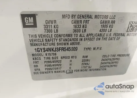 2015 Cadillac Escalade Premium from USA, damaged, VIN 1GYS4NKJ3FR545009